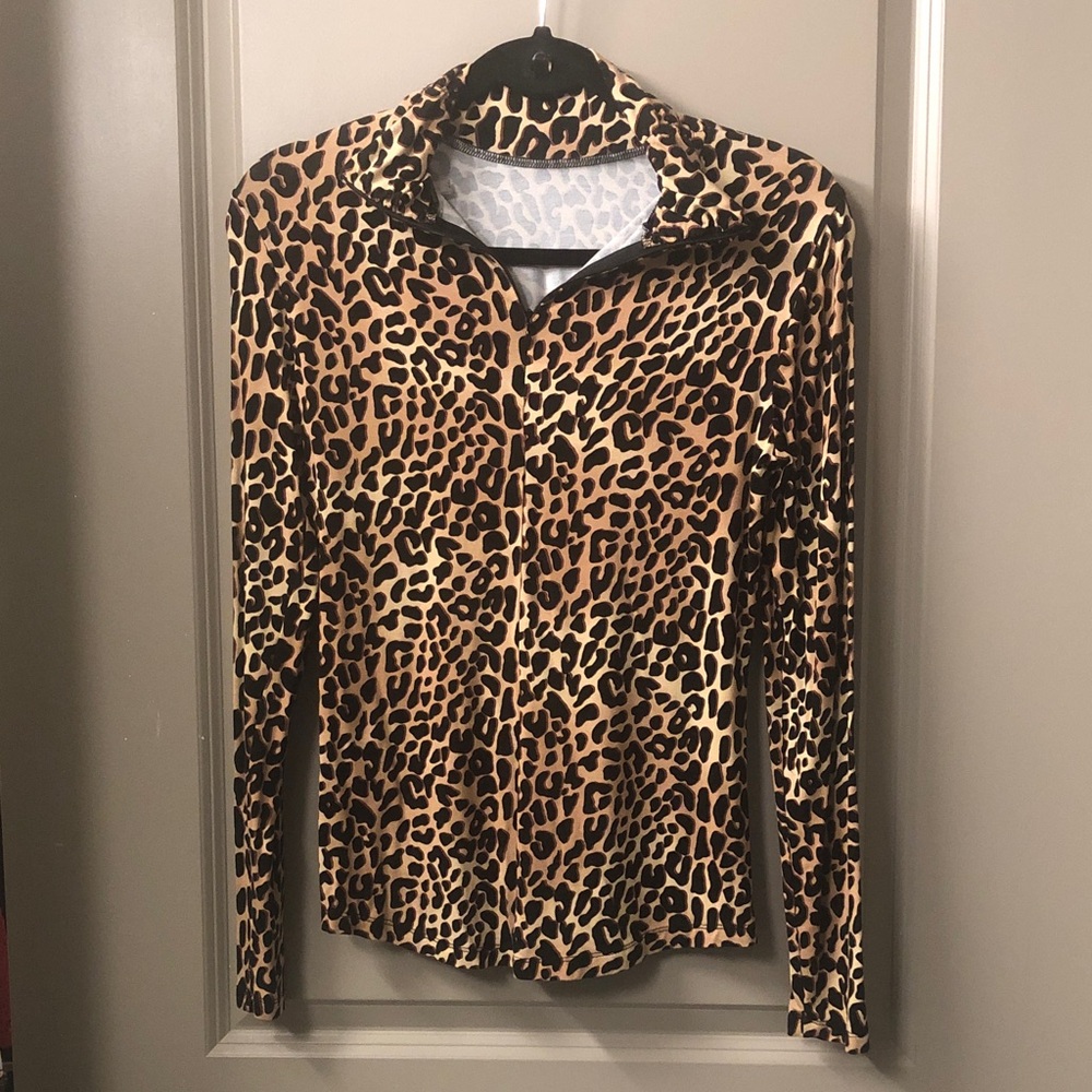 Elie Tahari Leopard Print Long Sleeve Top